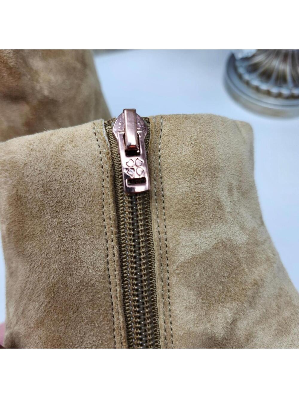 Naturalizer Westino Suede Ankle Boots Size 8.5M Block Heel Rose Gold Zip - Picture 5 of 7